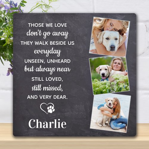 Pet Memorial Pet Loss Sympathy Gift 3 Dog Photo Plaque