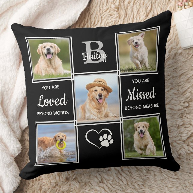 Pet Memorial Pet Loss Unique 5 Dog Photo Collage T Throw Pillow (Creator Uploaded)