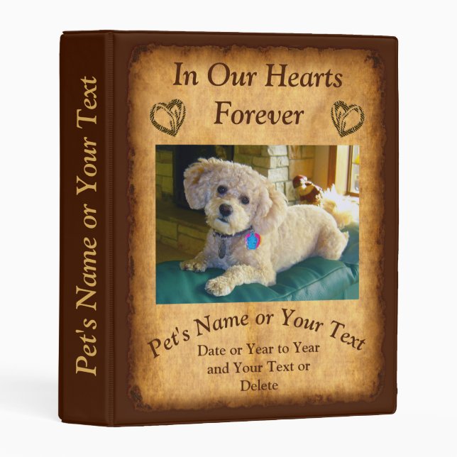 Pet Memorial Photo Album Binder with Picture, Text (Front/Spine)