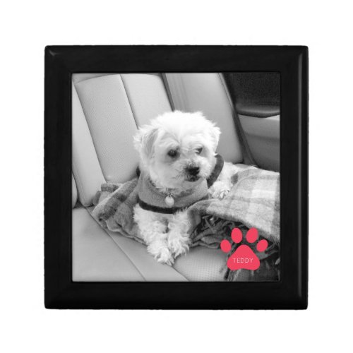 Pet Memorial Photo Box Name Paw Print Keepsake