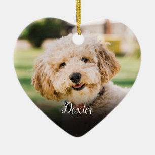 Pet Memorial Photo Cat Dog Elegant  Heart Ceramic Ornament