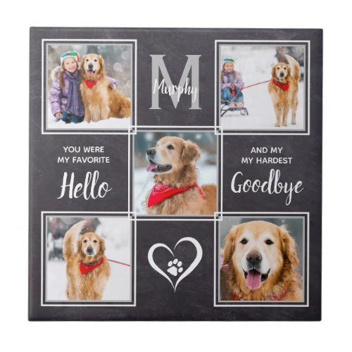 Pet Memorial Photo Collage Dog Ceramic Tile