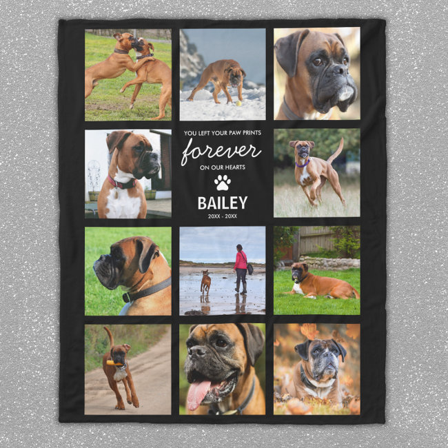 Pet Memorial Photo Collage Fleece Blanket