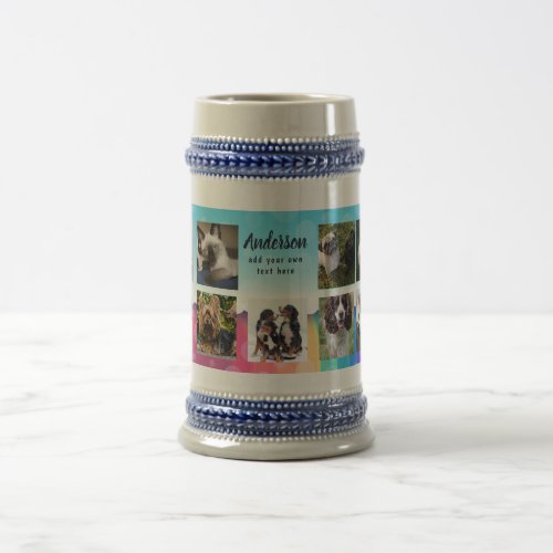 Pet Memorial PHOTO COLLAGE Gift _ ADD TEXT Beer Stein