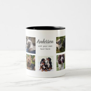 Pet Memorial PHOTO COLLAGE Gift - ADD TEXT Two-Tone Coffee Mug