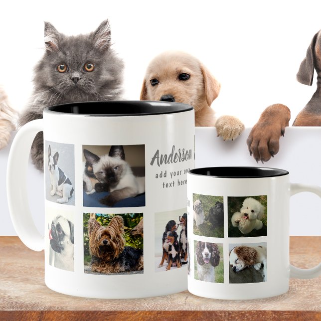 Pet Memorial PHOTO COLLAGE Gift - ADD TEXT Two-Tone Coffee Mug (Creator Uploaded)