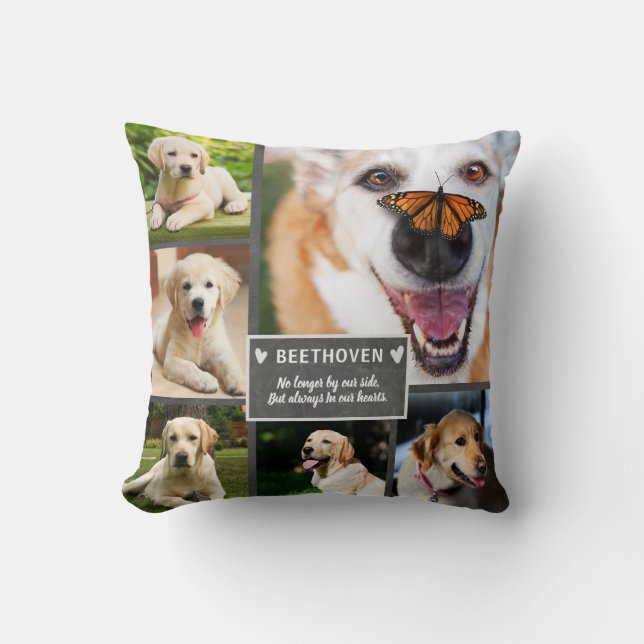 Pet Memorial Photo Collage In Our Hearts Throw Pillow (Front)