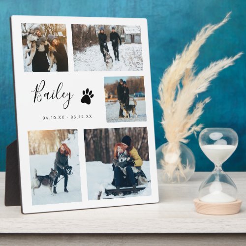Pet Memorial Photo Collage Paw Prints On Our Heart Plaque