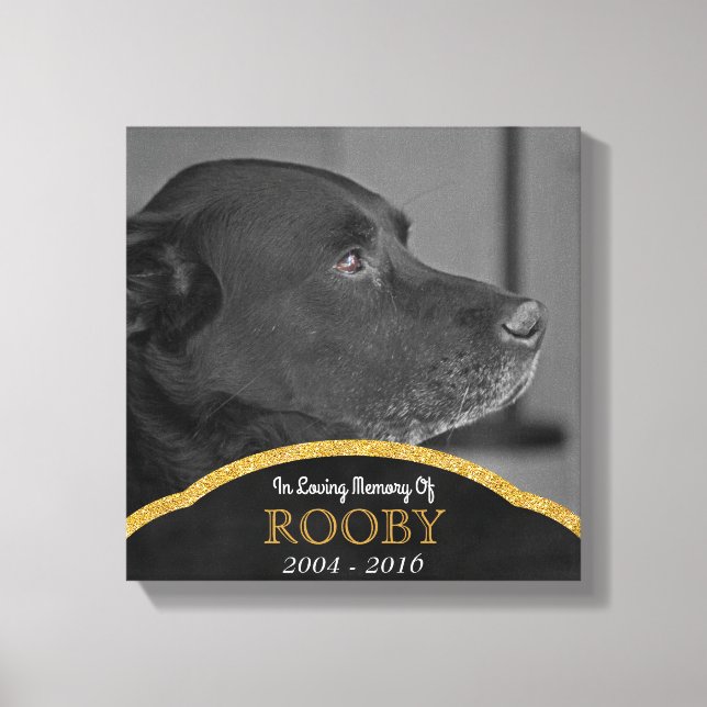 Pet Memorial Photo Custom Personalized Name Canvas Print (Front)