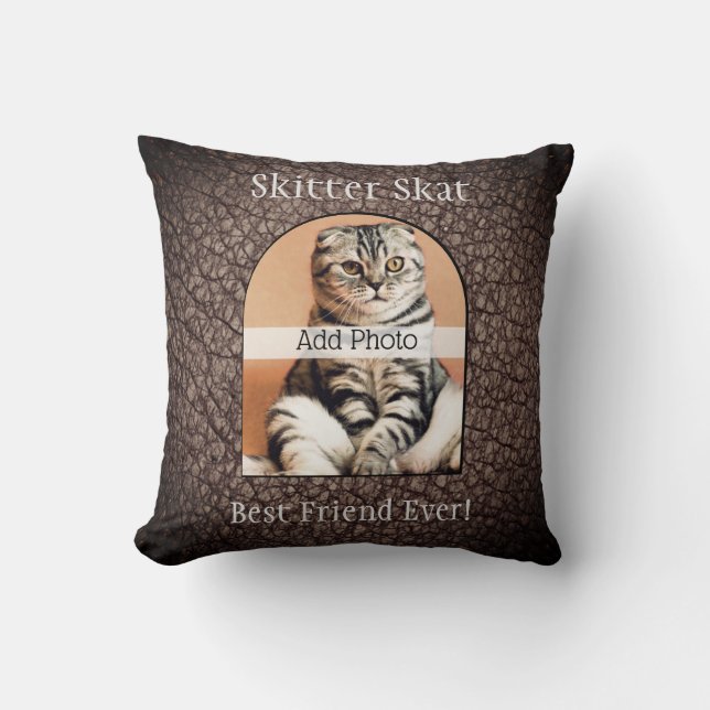 Pet memorial photo cute owners name keepsake throw pillow (Front)