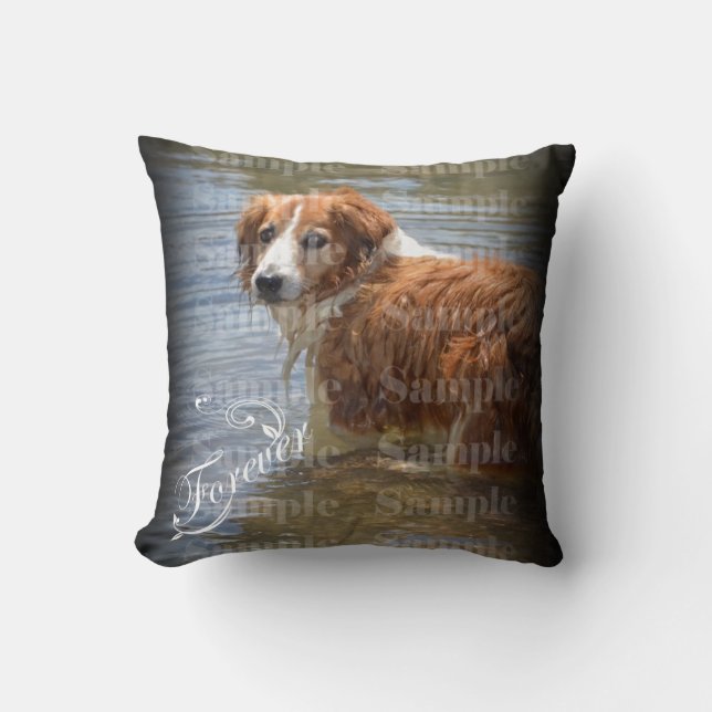 Pet memorial photo forever keepsake throw pillow (Front)