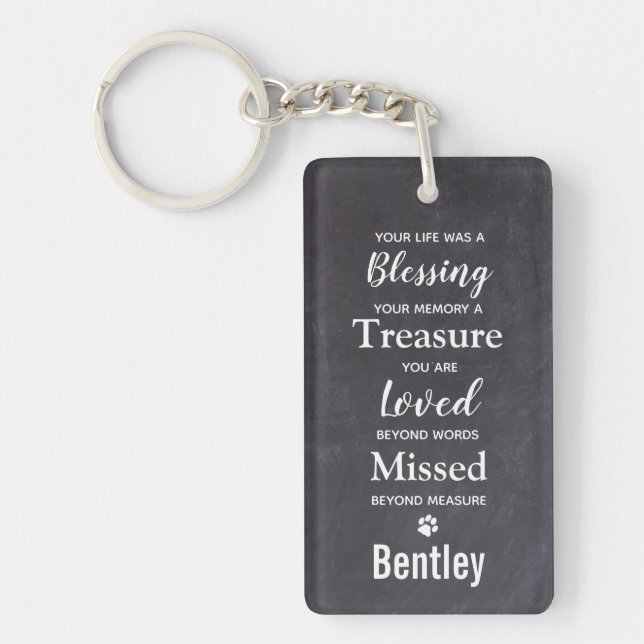 Pet Memorial Photo Gift Sympathy Pet Loss Memorial Keychain (Front)