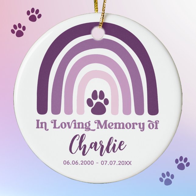 Pet Memorial Photo Keepsake Ceramic Ornament (The Pet Memorial Photo Rainbow Keepsake Ornament is a heartfelt way to remember and honor your belov)