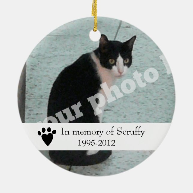 Pet Memorial Photo Ornament Dog or Cat Customized (Back)
