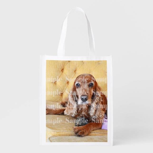 Pet memorial photo PERSONALIZE Grocery Bag (Front)