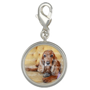 Pet memorial photo PERSONALIZE round Charm