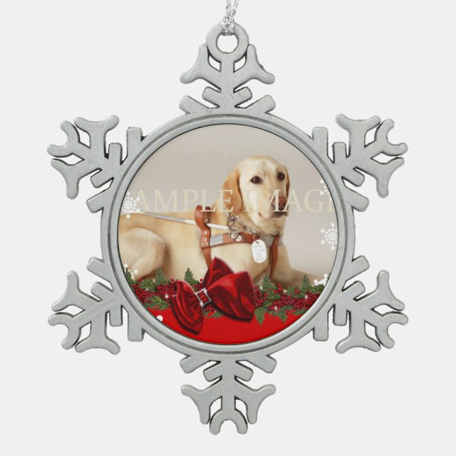 Pet memorial photo PERSONALIZE Snowflake Pewter Christmas Ornament (Front)