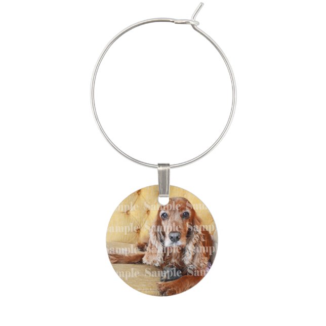 Pet memorial photo PERSONALIZE Wine Glass Charm (Front)