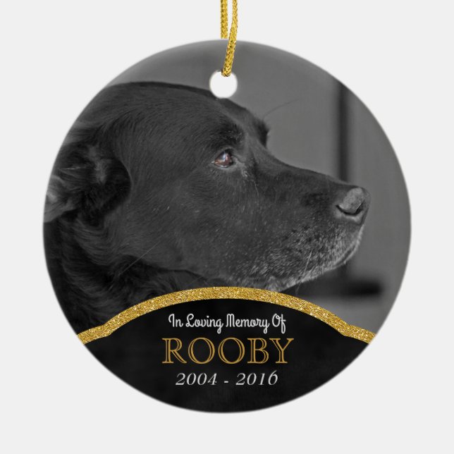 Pet Memorial Photo Personalized Dog Condolence Ceramic Ornament (Front)