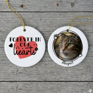 Pet memorial photo red heart ceramic ornament