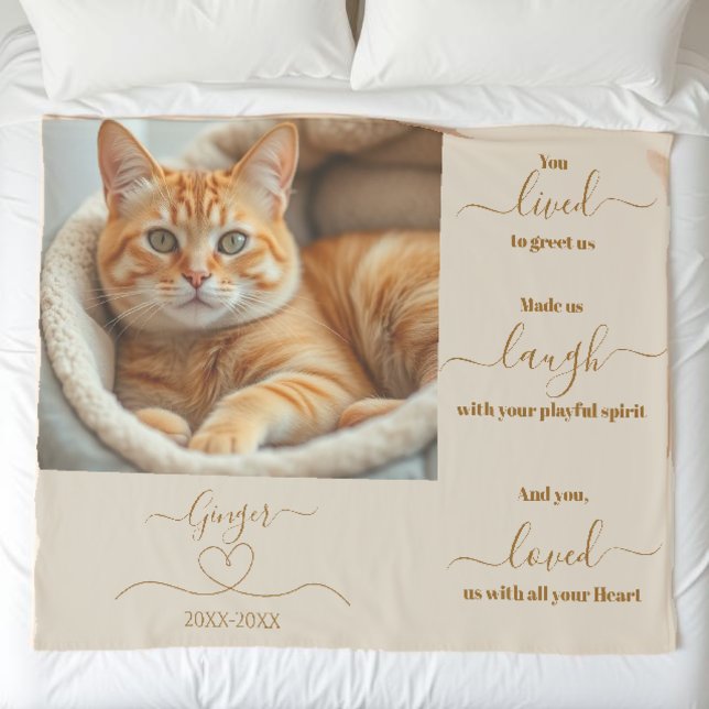 Pet Memorial Photo Sherpa Blanket (Pet Memorial Sherpa Blanket Cat)