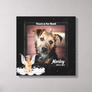 Pet Memorial Photo with Golden Dog Canvas Print