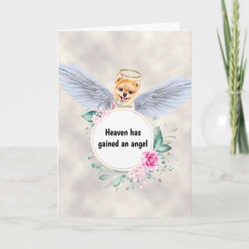 Pet memorial Pomeranian toy pom angel wings poem Card
