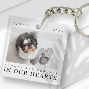 Pet Memorial Quote Simple Modern Chic Photo Keychain