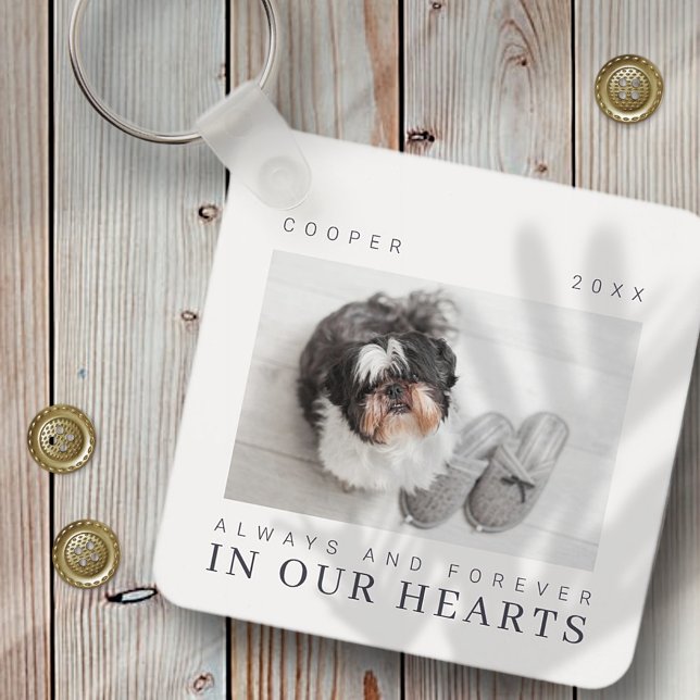 Pet Memorial Quote Simple Modern Chic Photo Keychain (Creator Uploaded)