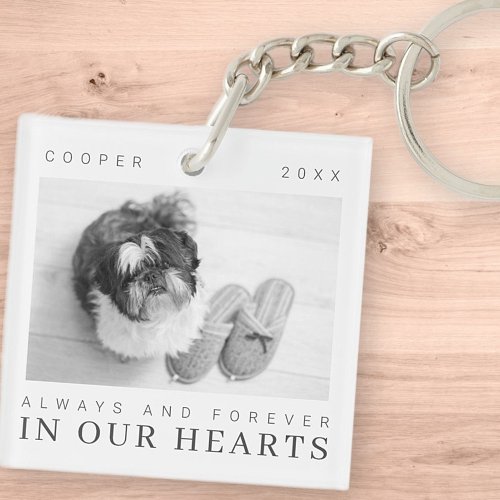Pet Memorial Quote Simple Modern Chic Photo Keychain
