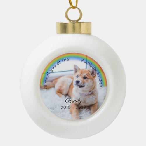 Pet Memorial Rainbow Bridge Christmas Keepsake Dog Ceramic Ball Christmas Ornament