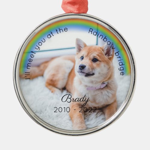 Pet Memorial Rainbow Bridge Christmas Keepsake Dog Metal Ornament