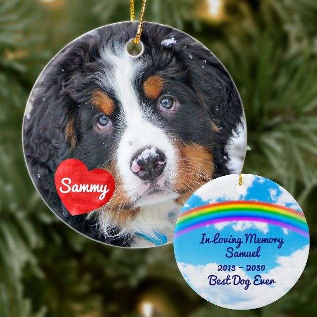  Pet Memorial - Rainbow Bridge Modern Dog Photo Ceramic Ornament (Creator Uploaded)