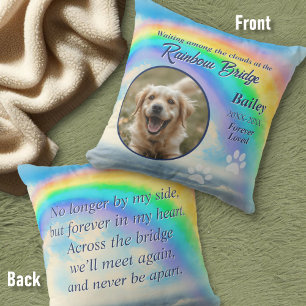 Pet Memorial Rainbow Bridge Photo & Keepsake Throw Pillow