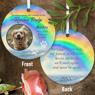 Pet Memorial Rainbow Bridge Photo & Paw Print Metal Ornament