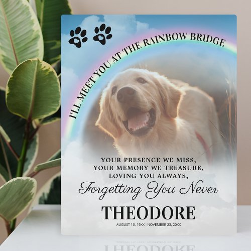 Pet Memorial Rainbow Bridge Photo Plaque