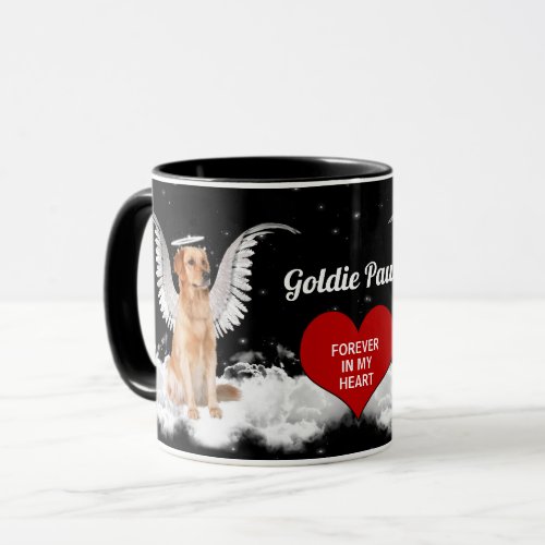 Pet Memorial Red Heart with Golden Retriever Angel Mug