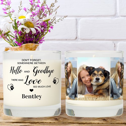 Pet Memorial Remembrance Custom Dog 3 Photo Scented Candle