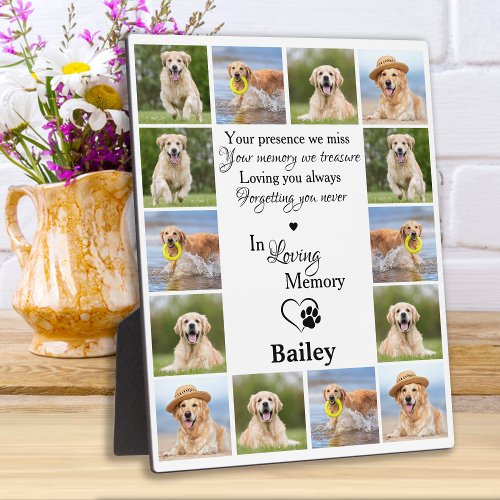 Pet Memorial Remembrance Dog Loss 14 Photo Collage Plaque