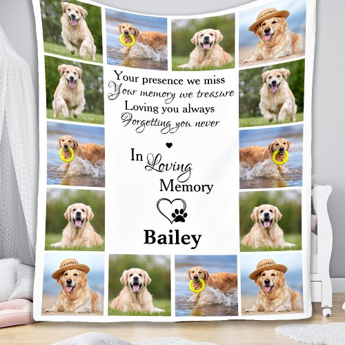 Pet Memorial Remembrance Dog Loss Photo Collage  Fleece Blanket