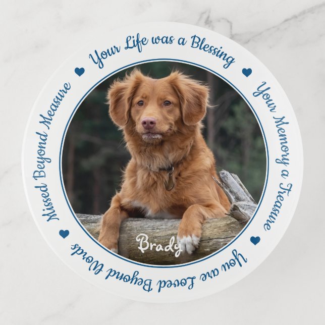 Pet Memorial Remembrance Dog Photo Trinket Tray (Front)