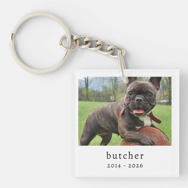 Pet Memorial Remembrance Photo Square  Keychain (Front)