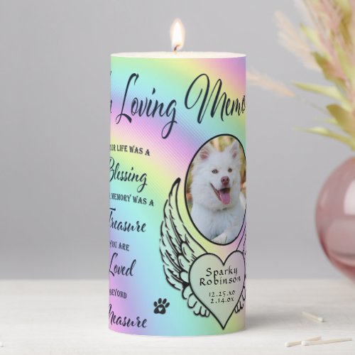 Pet Memorial Remembrance Pillar Candle