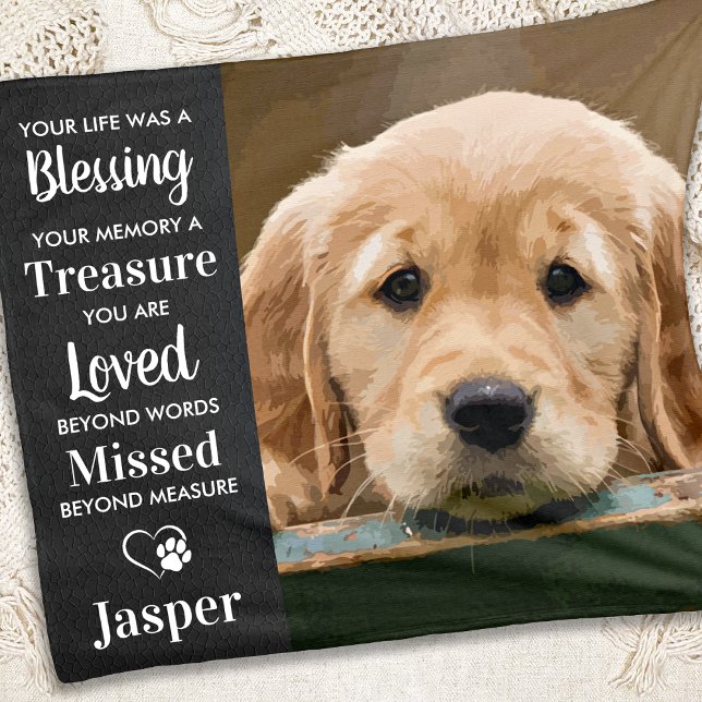 Pet Memorial Remembrance Poem Custom Dog Photo Fleece Blanket (Creator Uploaded)