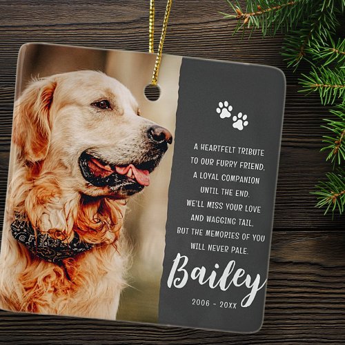 Pet Memorial Remembrance Poem Modern Simple Photo Ceramic Ornament