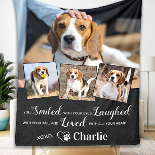 Pet Memorial Remembrance Poem Personalized 4 Photo Fleece Blanket