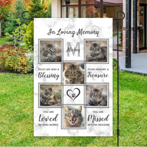 Pet Memorial Remembrance Unique Photo Collage Cat Garden Flag