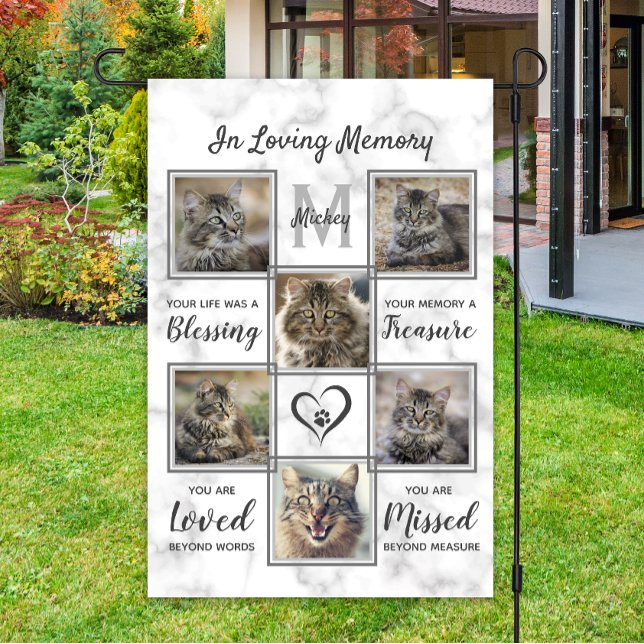 Pet Memorial Remembrance Unique Photo Collage Cat Garden Flag (Creator Uploaded)