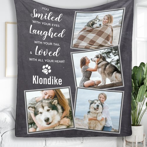Pet Memorial Rustic Dog Photo Collage Fleece Blanket