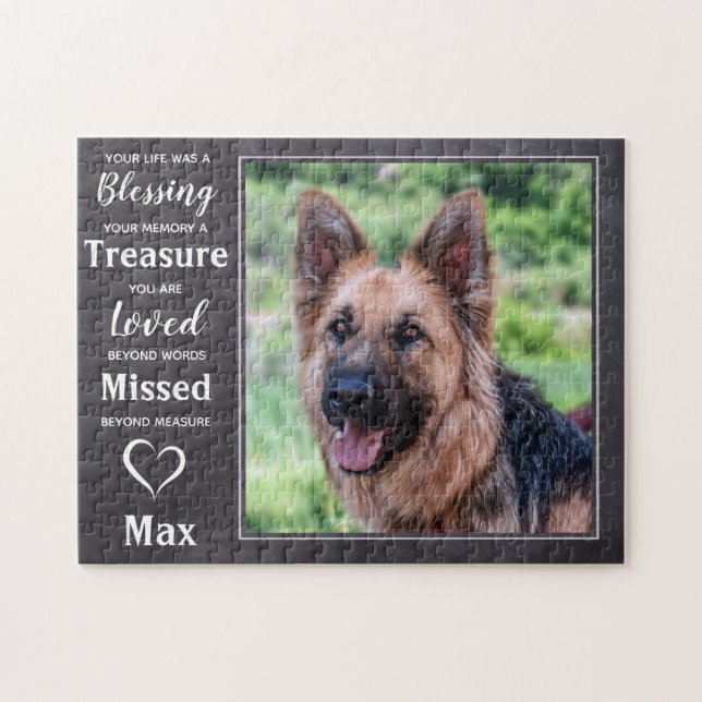 Pet Memorial - Rustic Slate - Sympathy Quote Dog Jigsaw Puzzle (Horizontal)